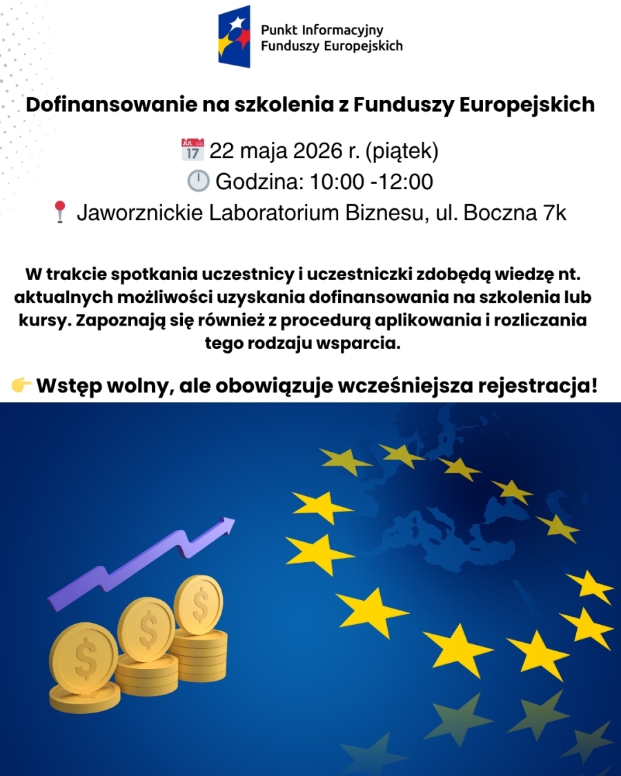 22 maja br. Dofinansowanie na szkolenia z Funduszy Europejskich