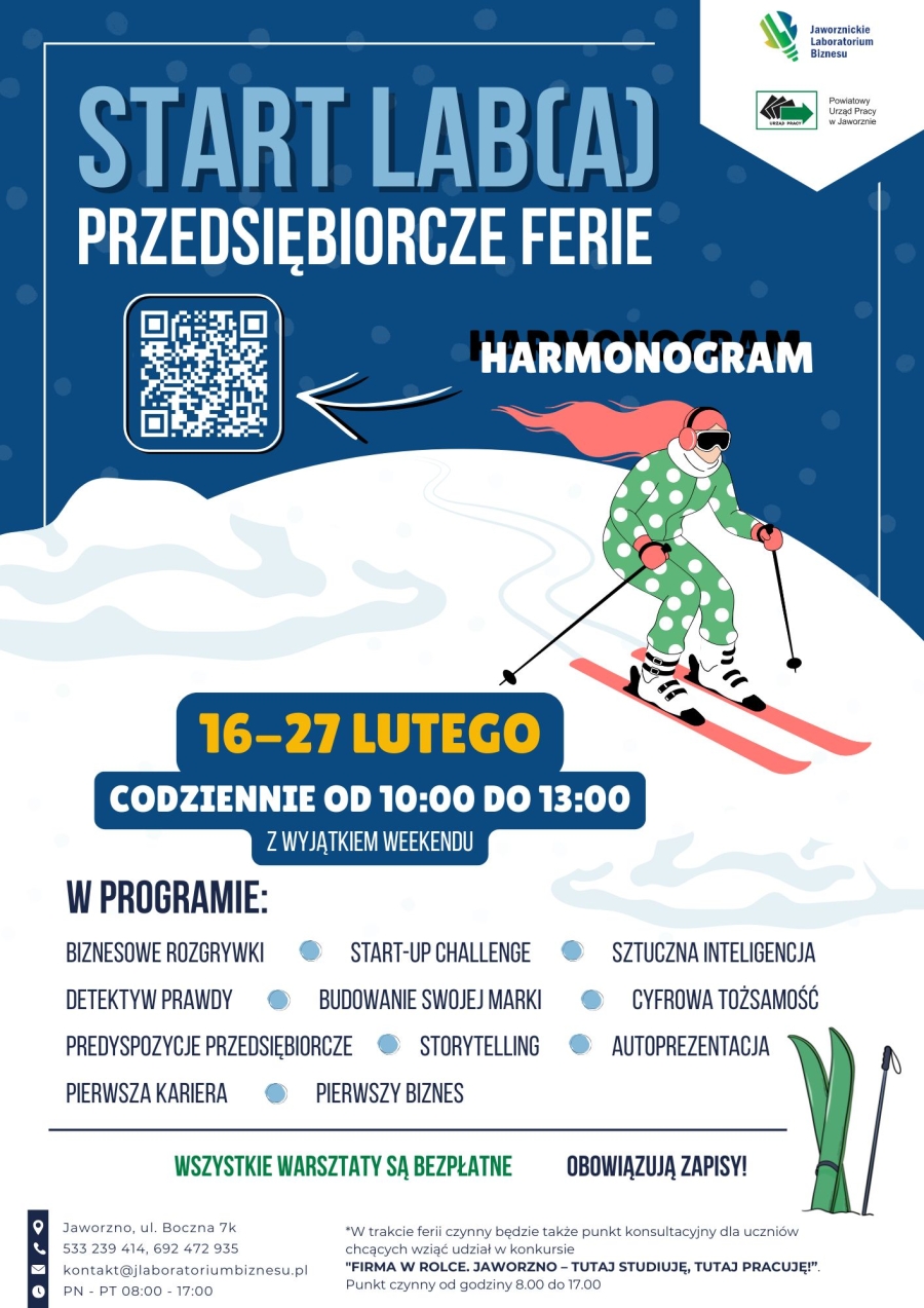 Ferie 2026 z Jaworznickim Laboratorium Biznesu – zapraszamy do zapoznania się z ofertą!