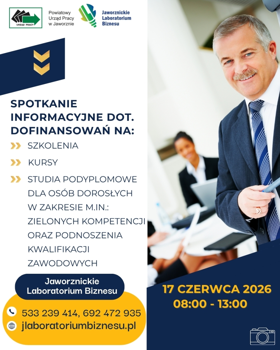 17 czerwca br. Spotkanie informacyjne dot. dofinansowań na szkolenia, kursy i studia podyplomowe dla osób dorosłych w zakresie m.in.: zielonych kompetencji oraz podnoszenia kwalifikacji zawodowych